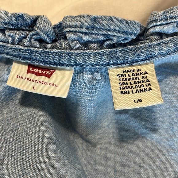 Levis Denim Cropped Top Puffed Sleeve Size Large - Picture 4 of 4